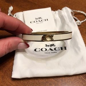 Coach White Enamel Hinge Bracelet